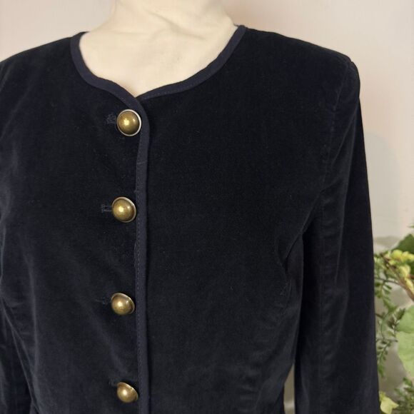 FREE PEOPLE Becky Black Velvet Military Jacket | Medium | Brass Button Detail “ - Picture 5 of 13